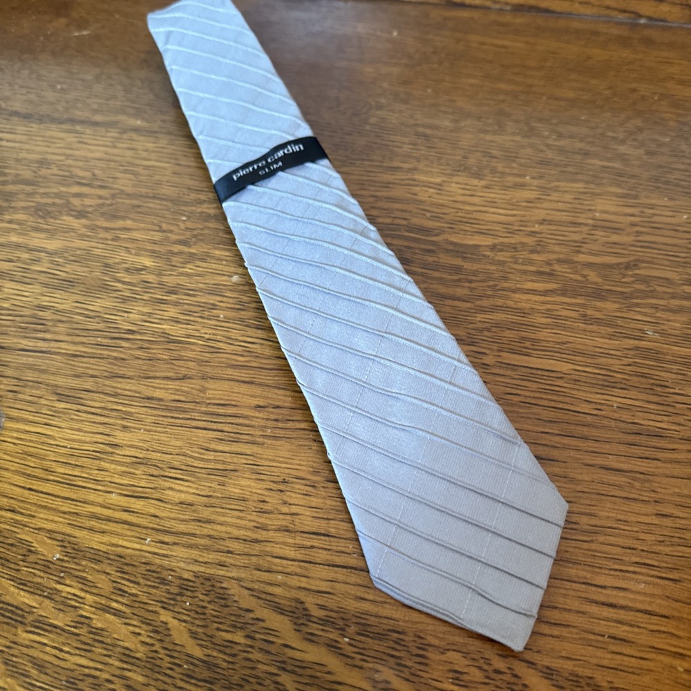 Pierre Cardin Slim Tie Gray Unique Scuplted Design